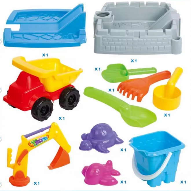 Sabbiera portatile WOOPIE Castello con 9 accessori