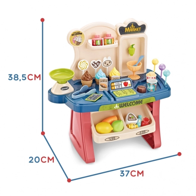 Supermercato con carrello della spesa per bambini