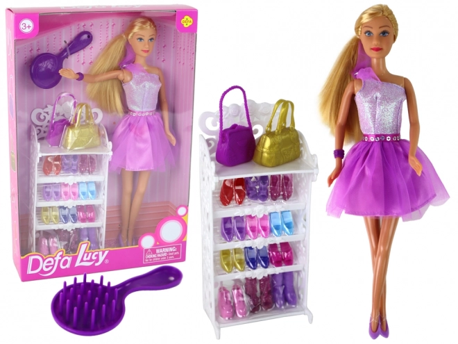 Abito per bambola Lucy Set di scarpe glitter viola