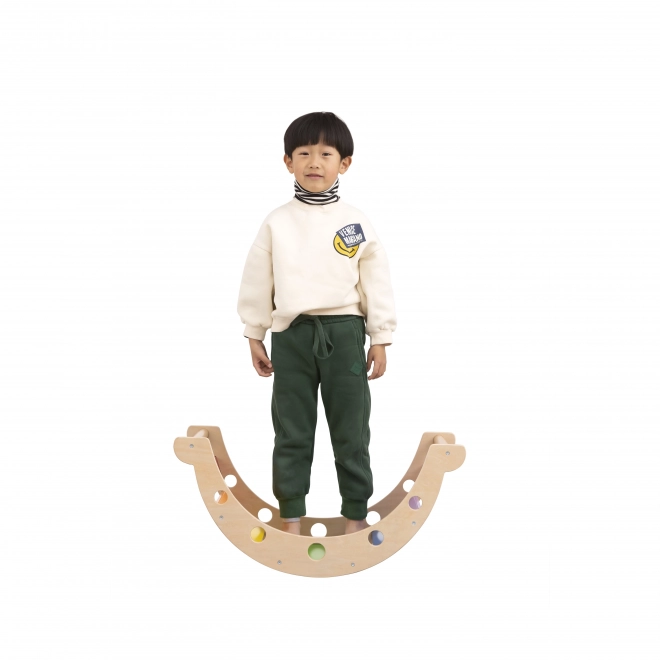 Ponte a dondolo in legno color arcobaleno Montessori di Viga