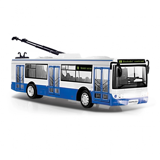 Trolleybus con annuncio fermate in ceco 28 cm blu