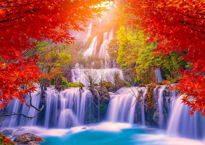 Puzzle Cascata Thi Lo Su in Autunno 1000 Pezzi