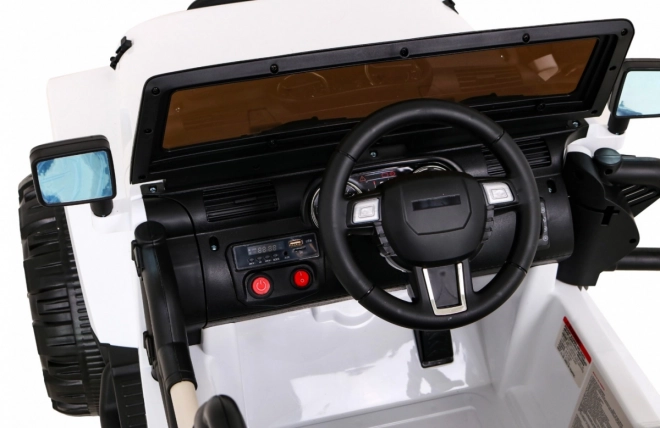 Jeep bianco fuoristrada per bambini a batteria + telecomando + luci e suoni