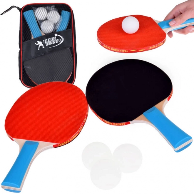 Set racchette da ping-pong di legno con 3 palline