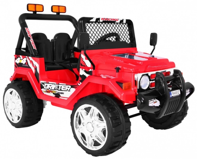 Fuoristrada a batteria Raptor Drifter per bambini Rosso + telecomando + avvio lento + EVA + suoni Luci
