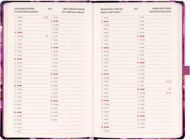 Agenda Settimanale Fiori Viola 2025