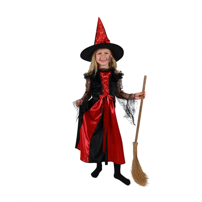 Costume Strega Bambina Nero e Rosso con Cappello