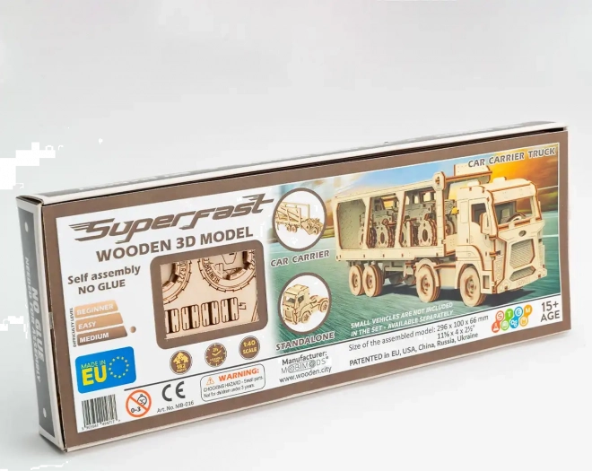 Puzzle 3D in legno Camion trasportatore di auto