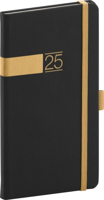 Agenda tascabile Twill 2025 in nero e oro