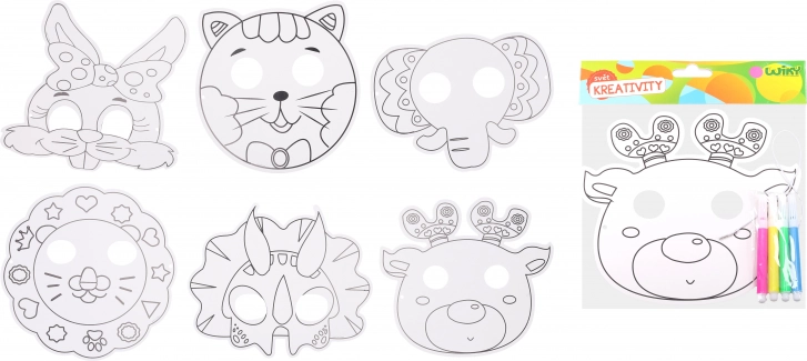 Set creativo – maschera da colorare con 4 pennarelli (22,5 × 20,5 cm)