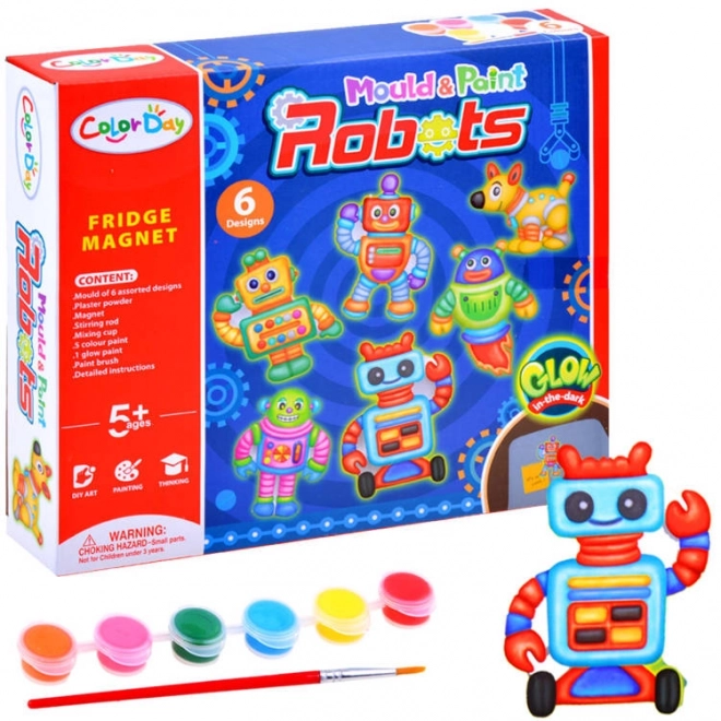 Set per creare magneti Robot in gesso e colori