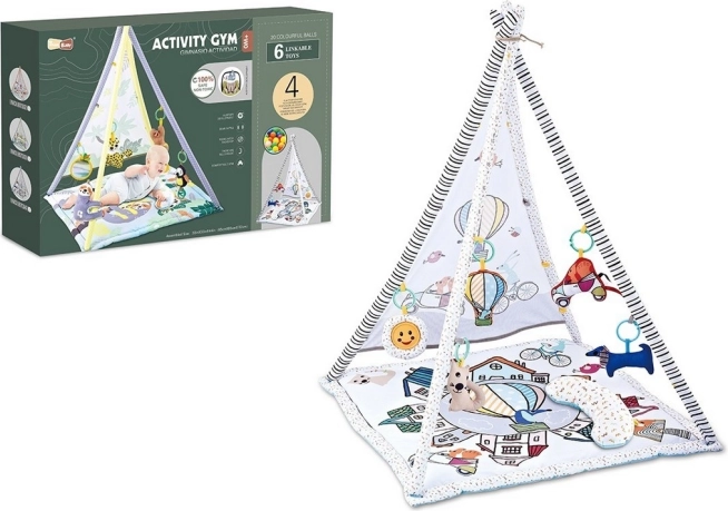 Tappetino per bambini con tettoia e accessori musicali