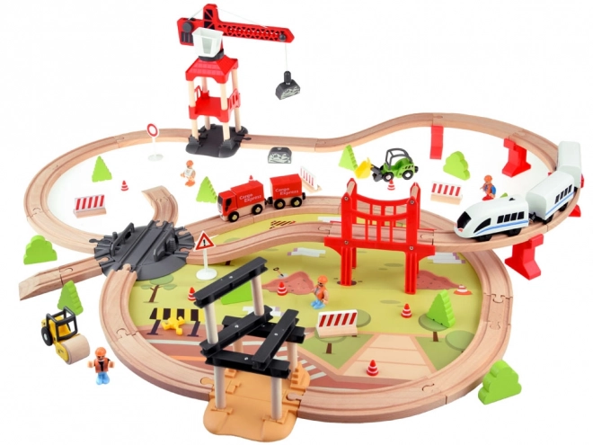 Set gioco di legno per bambini con treno e gru