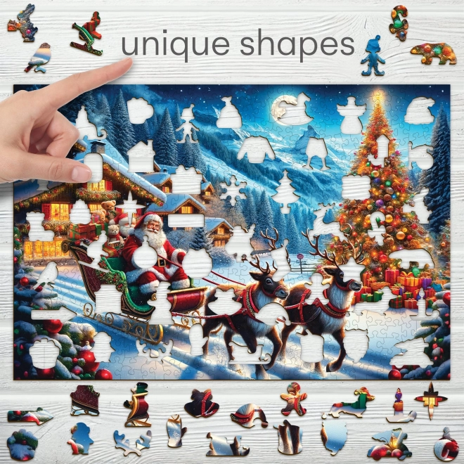 Puzzle in legno slitta di Babbo Natale