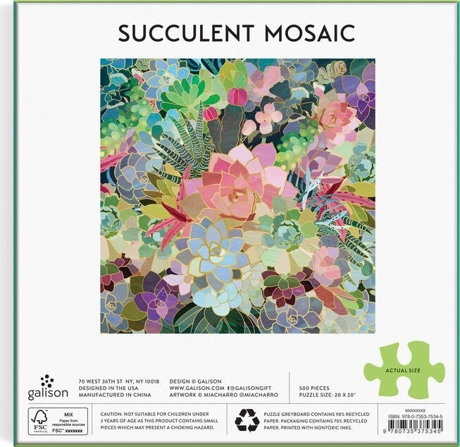 Puzzle Succulente 500 Pezzi Galison