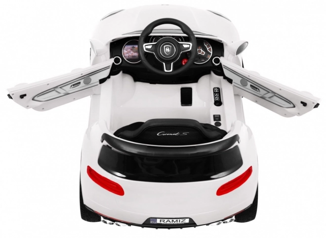 Auto a batteria Turbo-S per bambini Bianco + Telecomando + Avvio lento + Ruote in EVA + Radio MP3