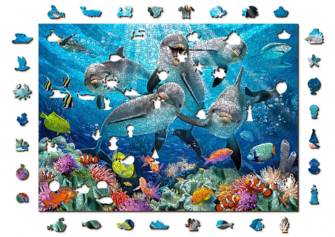 Puzzle in legno Delfini Felici 2 in 1