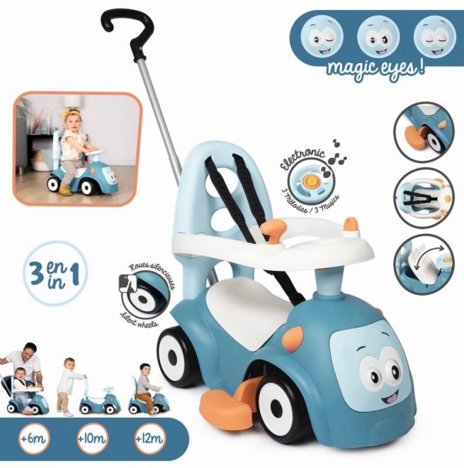 Smoby Odrážedlo Se Suoni E Asta Di Conduzione Maestro 3 In 1 Blu