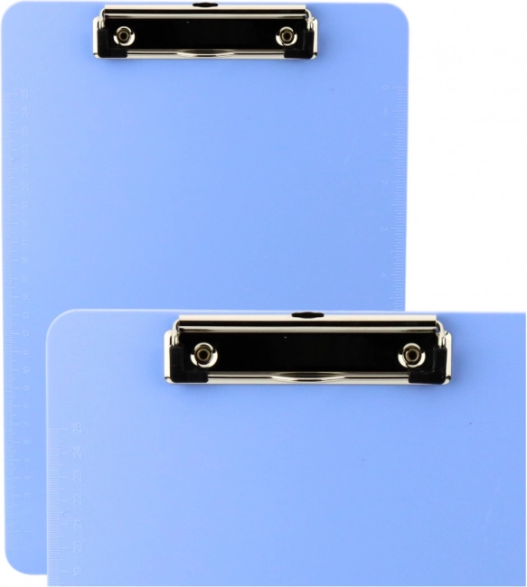 Tavoletta per scrivere blu con clip e righello A4 in plastica