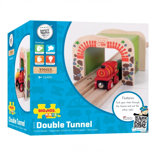 Tunnel ferroviario doppio di mattoni rossi Bigjigs Rail