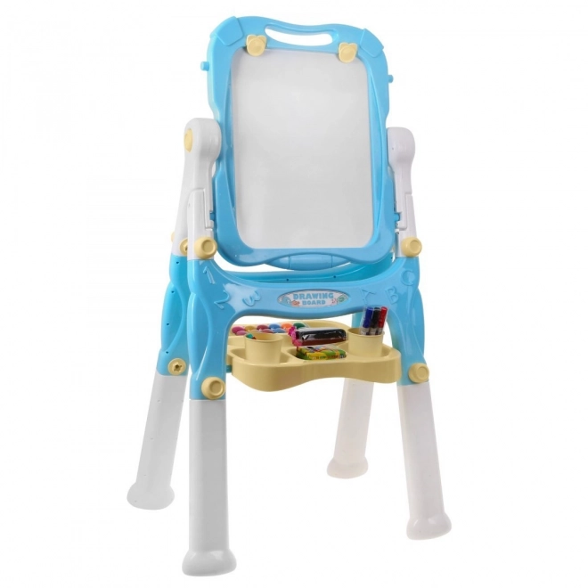 Grande Lavagna a Due Facce per Bambini 3+ Blu con Accessori Magnetici e Gessetto