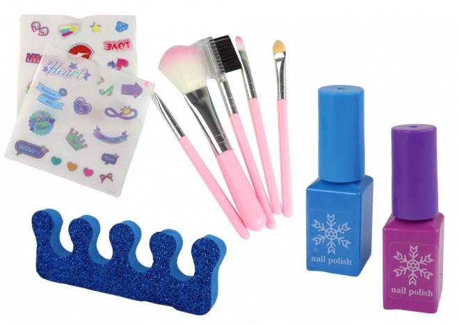 Set di Bellezza Makeup e Manicure con Astuccio Blu