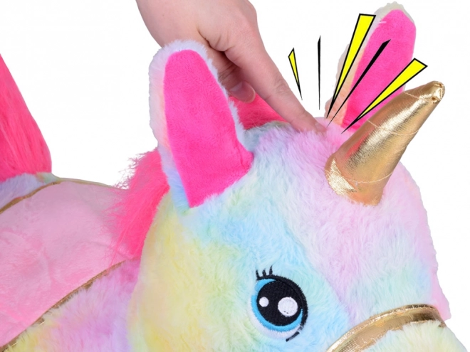 Unicorno Saltatore Arcobaleno in Peluche con Pompa