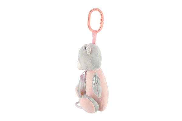 Orsacchiotto carillon in peluche 18x17cm rosa su cartoncino in sacchetto 0+