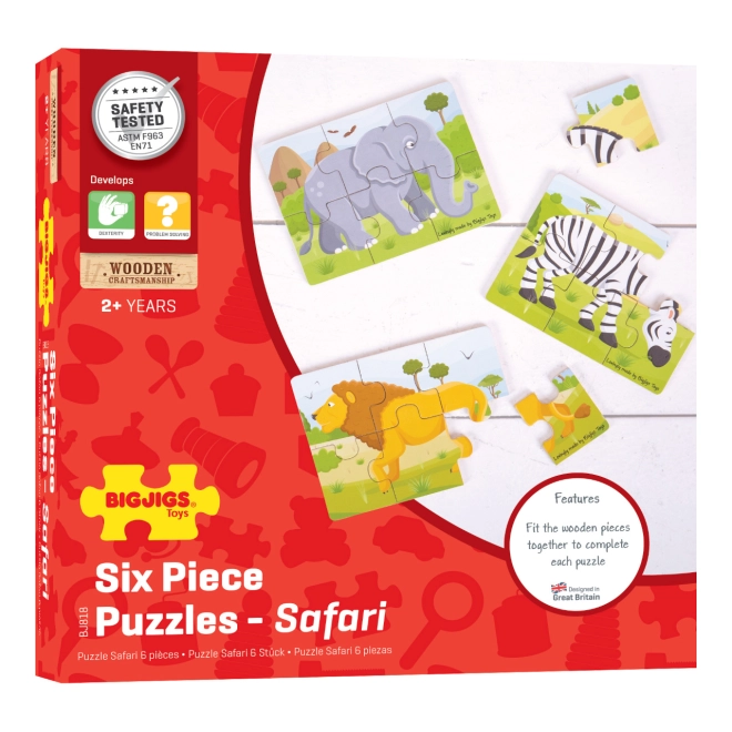 Tre puzzle separati con animali del Safari