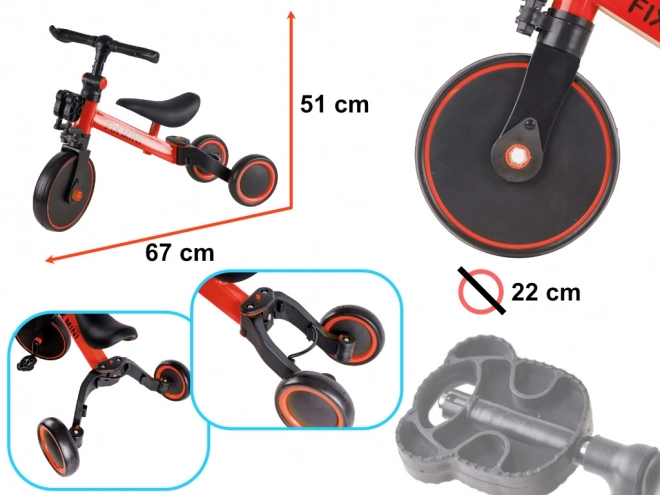 Bicicletta Triciclo Fix Mini 3 in 1 con Pedali Bianco – Rosso