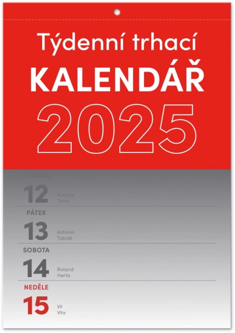 Calendario settimanale a strappo da parete 2025 - A5