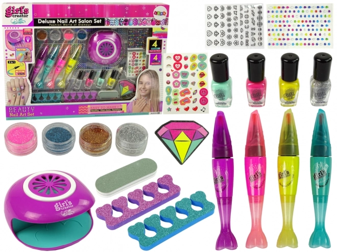 Grande Set Manicure con Pennarelli e Lampa per Bambini