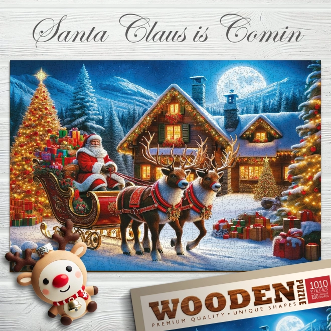 Puzzle di legno Babbo Natale sta arrivando