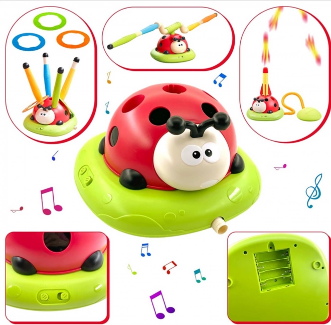 WOOPIE Gioco interattivo per bambini 3 in 1: Lanciarazzi, Corda, Gioco con bersaglio Coccinella