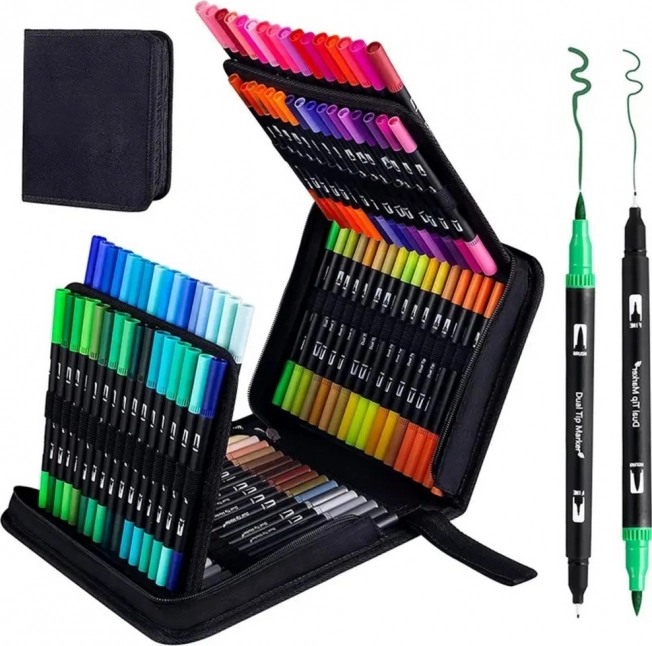 Set di pennarelli colorati resistenti all'acqua, double-face, 120 pezzi