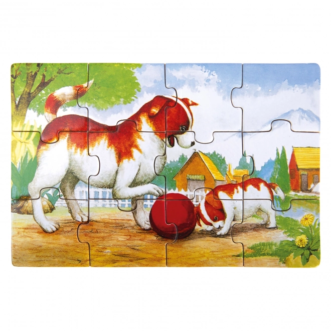 Bino puzzle in legno animali in scatola