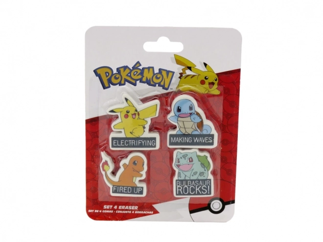 Set gomme Pokémon con Pikachu, Charmander, Bulbasaur e Squirtle