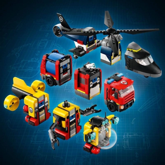 Set di veicoli dei vigili del fuoco e della polizia Lego City