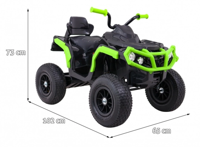 Quad per bambini ATV Air batteria quad Nero-Verde + pneumatici gonfiabili + radio MP3 + avvio lento