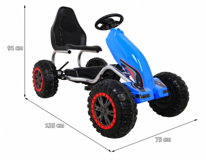Grande kart a pedali STRONG per bambini Blu + capacità 100 kg + ruote EVA + Freno a mano + Sedile sportivo