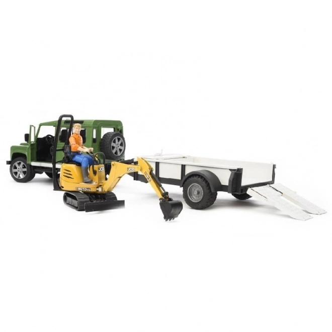 Land Rover con Rimorchio e Mini Escavatore JCB