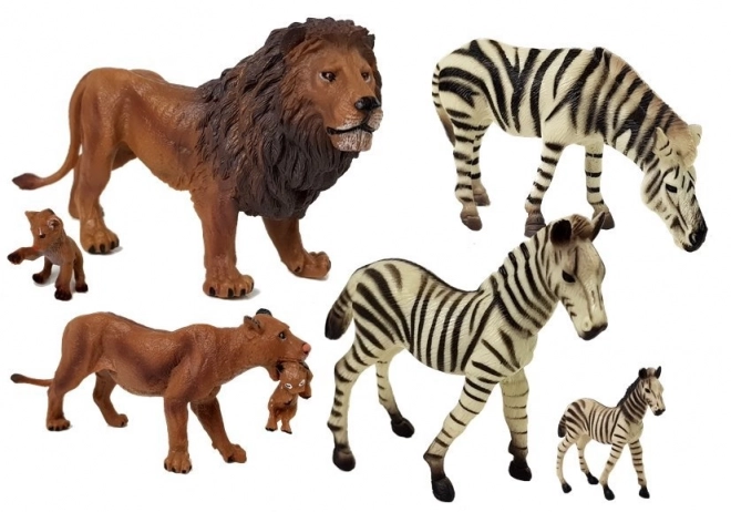 Set di Figure Africa Animali Selvaggi Leoni e Zebre