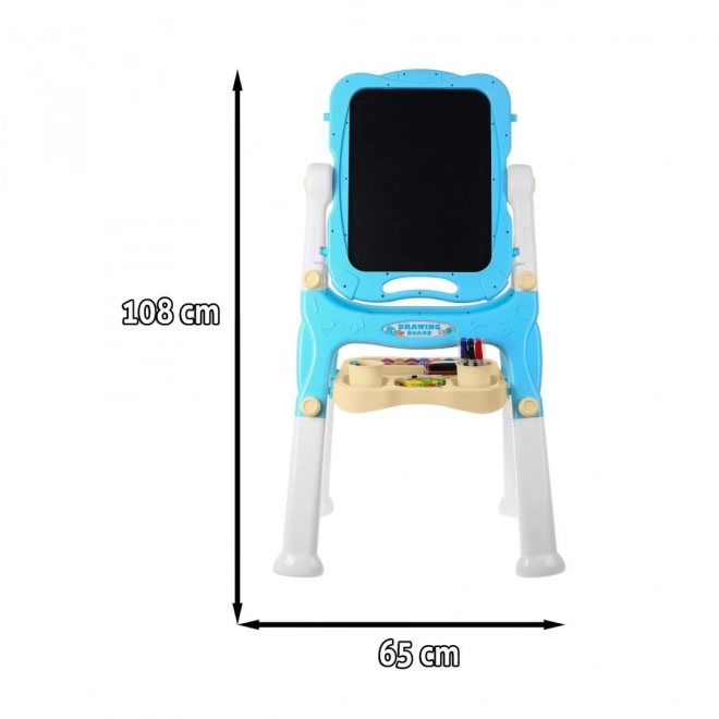 Grande Lavagna a Due Facce per Bambini 3+ Blu con Accessori Magnetici e Gessetto