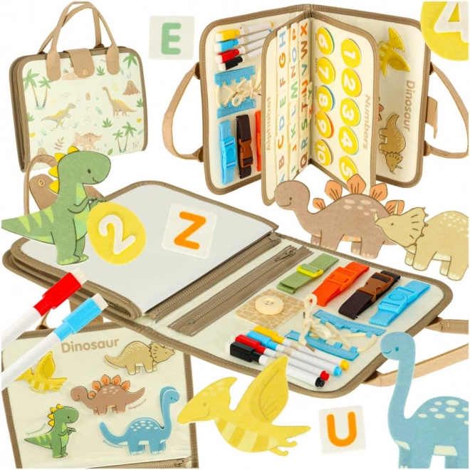 Valigia sensoriale Montessori con dinosauri