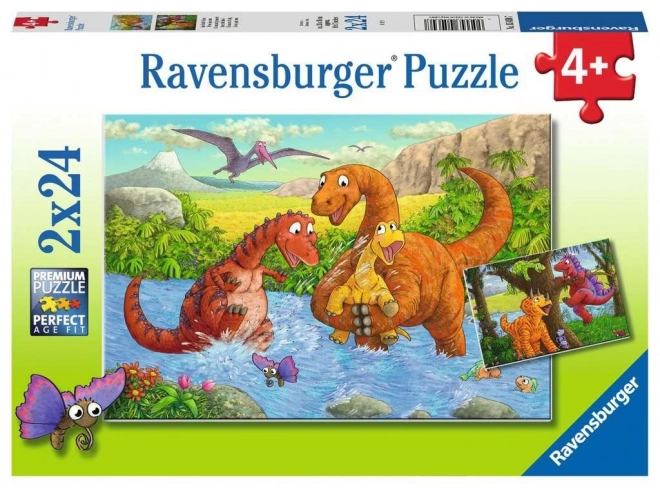 Puzzle Dinosauri Giocosi 2x24 pezzi