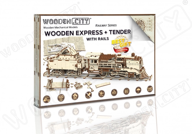 Puzzle 3D in legno Espresso WOODEN CITY con vagone e binari