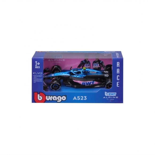 Modellino Bburago Formula 1 BWT Alpine A523 di Pierre Gasly