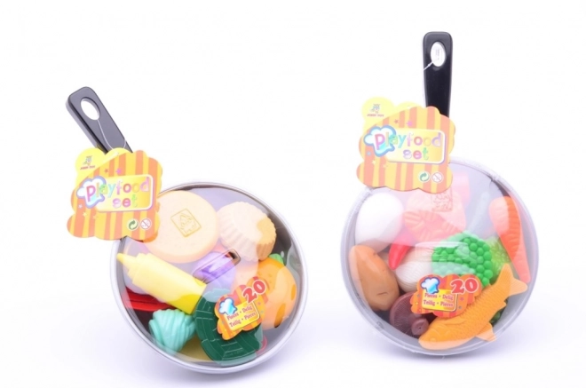 Padella con alimenti di plastica per bambini