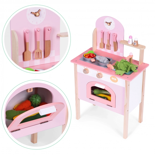 Cucina giocattolo rosa con 8 accessori ECOTOYS