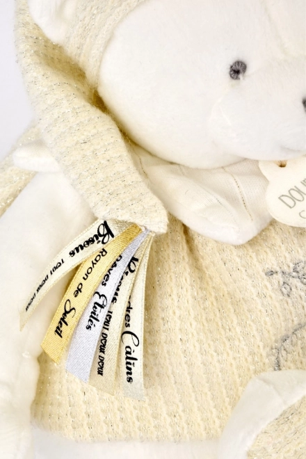 Doudou orsacchiotto polare in peluche con nastri 30 cm beige